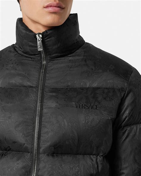 versace black velvet jacket|Versace puffer jacket.